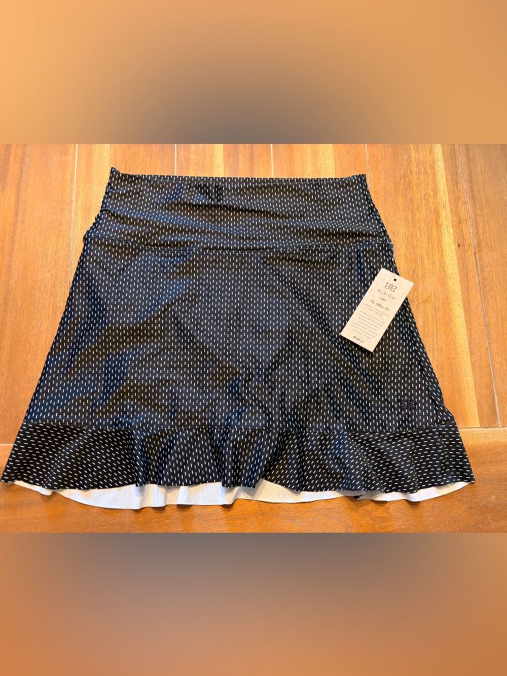 Black and White Microdot Ruffle Hem Swim Mini
